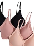 Verdusa Women's 6 Piece Scalloped Seamless No Show Bra and Panty Lingerie Sets Nude/Pink/Black Large