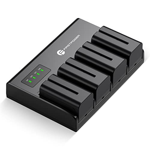 FirstPower 4 Pack NP-F750 Batteries and 4-Channel Charger for Sony NP-F970 F960 F770 F550 F570 Battery, Sony CCD-TRV215 CCD-TR917 CCD-TR315 HDR-FX1000 HDR-FX7 HVR-V1U HVR-Z7U HVR-Z5U Camcorders