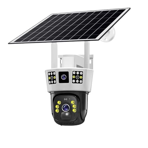 TWSYOXPR V380Pro Camera 4G Sim 12MP 6K Triple Screen Solar CCTV Night Vision Security PTZ WiFi Home Protection Motion Detection Camera(WiFi Version cam,64G TF Card)