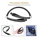 Foldable Bluetooth Headset, Beartwo Lightweight Retractable Bluetooth Headphones for Sports&Exercise, Noise Cancelling Stereo Neckband Wireless Headset (with carry case)