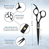 Sirabe 10 PCS Hair Cutting Scissors Set, Professional Haircut Scissors Kit with Cutting Scissors, Thinning Scissors, Comb, Cape, Clips, Black Hairdressing Shears Set for Barber, Salon, Home