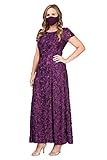 Alex Evenings Women's Long Rosette Mother of The Bride Dress with Short Sleeves, Formal Gown, Wedding Guest Size, Eggplant, 18 Plus