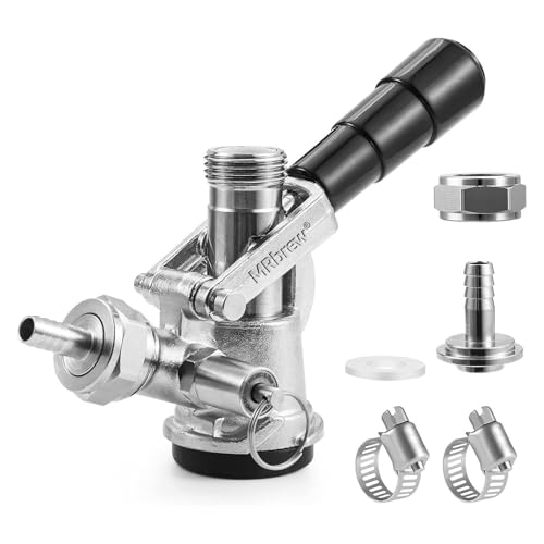 MRbrew Keg Coupler, Sankey D System Keg Tap 304 Stainless Steel Probe, Beer Coupler Kegerator Parts D Coupler Beer Tap Dispenser for I.D 5/16'' Beer Line Gas Tubing with Hose Clamp