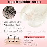 Flufymooz Real Human Hair Toppers for women, 10 Inch Clip in Bangs 100％ Human Hair Toppers for Thinning Hair, Cover Hair Topper Hair Pieces with 150% Density Silk Base-Silver White