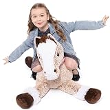 Tezituor Giant Stuffed Animal, 4ft Large Brown Pony Plush Toy, 47 inch Horse Plush Pillow Gift for Boys Girls