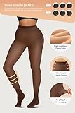 Vertvie Fleece Lined Tights for Women Thermal Pantyhose Fake Translucent Winter Warm Tights High Waisted Thick Leggings (220g-Thin Fleece,Coffee Sheer,Small-Medium)