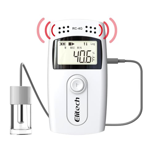 Elitech Digital Temperature Data Logger Recorder with Glycol Bottle Medical Refrigerator Monitor, RC-4G