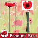 FIONUPI Set of 150 Red Poppy Artificial Flowers Fake Flowers Poppies Head Fake Wildflowers with Flower Branch for Veterans Day Remembrance Sunday Bouquet Corsages Home Kitchen Decor