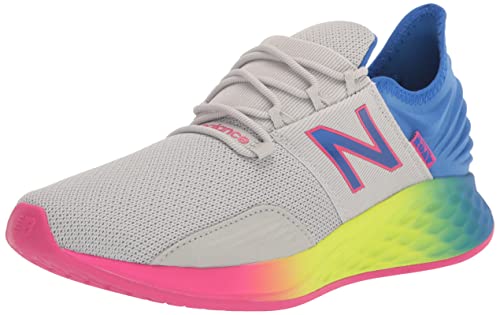 New Balance Kid's Fresh Foam Roav V1 Lace-up Running Shoe Running Shoe, Light Aluminum/Cobalt, 6 Big Kid