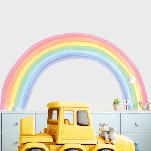 Kasubeso Large Rainbow Wall Decals - Colorful Wallpaper and Wall Stickers for Girls' Bedroom - Vibrant Rainbow Wall Art Decoration for Nursery and Classroom