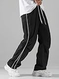 ZAFUL Men's Parachute Sweatpants Y2k Baggy Track Pants Drawstring Wide Leg Casual Trousers Streetwear(1-Black, M)