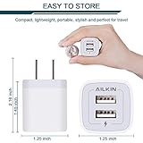 Wall Charger, 3Pack 5V/2.1A AILKIN 2-Port USB Wall Charger Home Travel Plug Power AC Adapter Fast Charging Block Cube for iPhone 15 14 13 12 SE 11Pro Max XS XR 8 Plus, Samsung Galaxy, Google Pixel Box