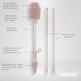 Haakaa Silicone Cleaning Brush Kit – Household Cleaning Brushes for Bottles and Crevices – Food-Grade Silicone: Dishwasher Safe (Brush-Blush)