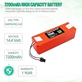 Upgraded 7200mAh 14.4V Li-ion Battery for Roborock S4 S5 S6 S7 Q7 Max S50 S60 S70, T4 T6 T7 T60 T65, for Xiaowa E20 E25 E35 C10, for Xiaomi Mijia/Mi 1st and 2nd Gen Robot Vacuum Cleaner