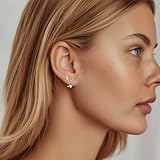 GEORGE · SMITH silver Hoop Earrings Set for Women, Ear Crawler Earrings, 925 Sterling silver stud Earrings for Women, 3 Pairs Earrings Set Hypoallergenic for Multiple Piercing