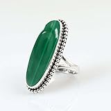 Boho Malachite Ring Large Gemstone Ring 925 Sterling Silver Handmade Ring For Women Statement Classy Jewelry Best For Birthday, Thanksgiving, Friendship Gifts For Her Malachite Designer Jewelry By NKG