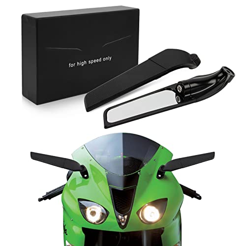 PSLER Motorcycle Rear View Mirror Wind Wing Adjustable Swivel Rear View Mirror Adjustable Rotating Side Mirror Winglet for ZX6R 2005-2008 ZX10R 2004-2007