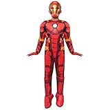 Marvel Iron Man Official Youth Halloween Costume - Padded Jumpsuit with Gloves and Plastic Mask (S) Multi