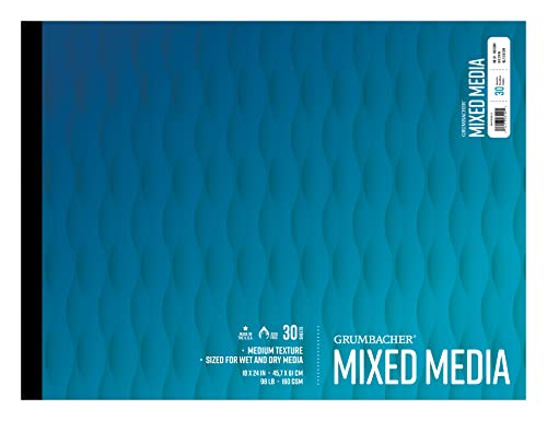 Grumbacher 18" x 24" Mixed Media Paper Pad, 98 lb. / 160 GSM, Tape-Bound, 30 Sheets/Pad, 1 Each