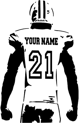 Personalized Custom Football Wall Decal - Choose Your Name & Numbers Custom Player Jerseys Vinyl Decal Sticker Decor Kids Bedroom (22" W x 34" T)