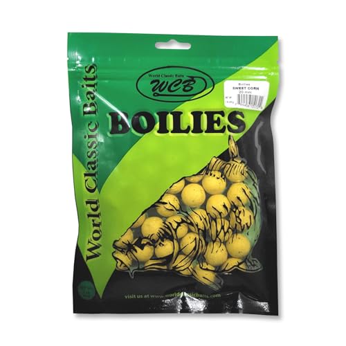 WCB Carp Baits High Protein Boilies 20 mm 1 lb Bag - Carp Bait - Ideal for Carp Fishing (Flavor: Sweet Corn)