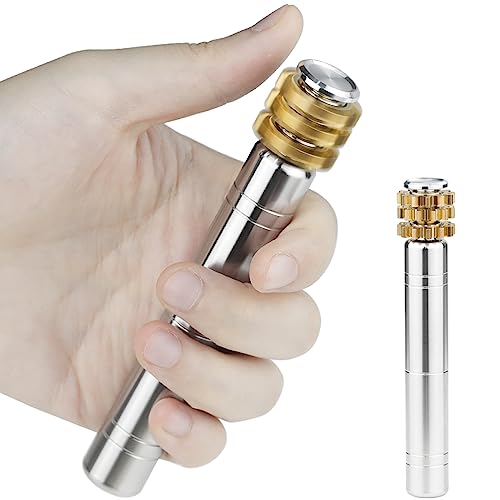FREELOVE Gear Fidget Spinner for Adults, Mini Tiny Small Finger Toys, Metal Copper Cog Ball, Quiet Silent Figette EDC, Kinetic Hands Gyro for Stress Anxiety Men (Gears Stacked Scepter, Silver)