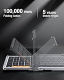 ProtoArc Foldable Bluetooth Keyboard, XK01 Folding Wireless Portable Keyboard with Numeric Keypad, Full-Size Travel Keyboard for iPad Tablet Smartphone Laptop PC Windows iOS Android, Black Silver