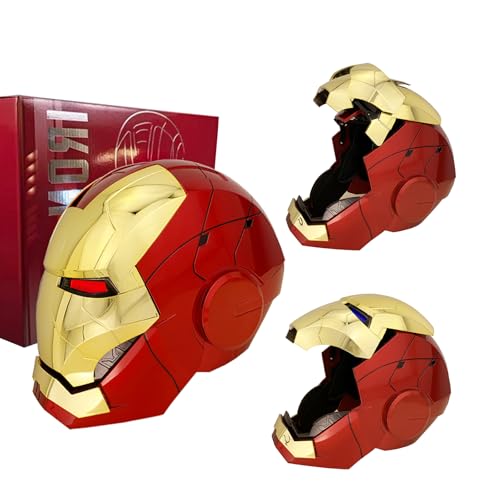 Iron-Man MK 5 Wearable Electronic Helmet: Voice & Remote Controlled, Perfect Super Hero Mask,Can Cosplay and Collectible Figures for Man and Teen-Ideal Gift for Halloween&Birthdayand&Christmas（Golden）