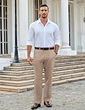 COOFANDY Men Linen Dress Pants Classic Fit Suit Pants Lightweight Wrinkle Free Casual Trousers