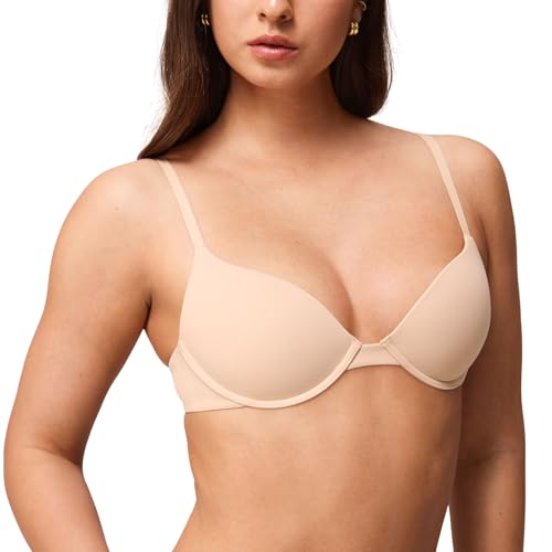 Halobliss Lift Up Underwire Bras for Women Small Breasted Padded T-Shirt Bras with Support 32AAA-38B Beige 34A