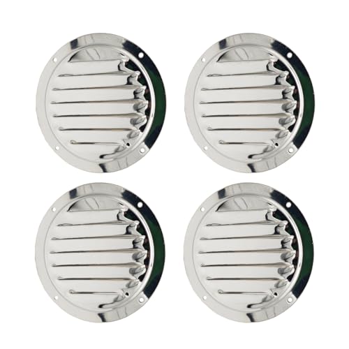 LBKYJ 4 Pack 5"" Round Louvered Air Vent, 316 Stainless Steel Marine Boat Vent Ventilation Ventilator Cover, Silver
