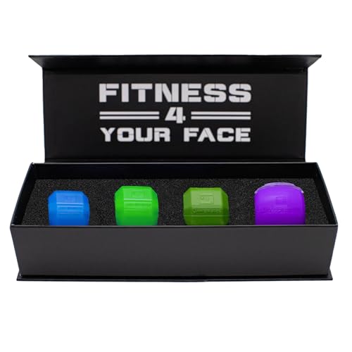 Jawzrsize Athletic Bundle Jaw Enhancer - Jaw, Face, and Neck Exerciser, Helps Reduce Stress and Cravings - Facial Exercise (Pop N Go & Custom Fit (Beg., Adv., & Elite), Green & Blue)