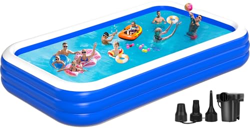 Extra Large Inflatable Pool for Family, 180'' x 76'' x 22'' Full-Sized Blow Up Pool for Adults, Oversized Thickened Inflatable Swimming Pool for Summer Water Party Backyard Garden Lawn