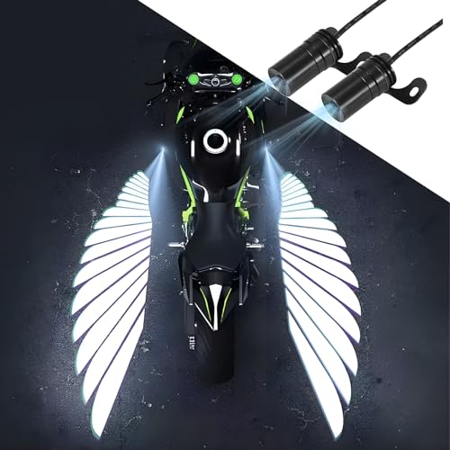 SWTHM 2Pcs Motorcycle Projector Lights for Angel Wing Logo, Universal Motorcycle Led Underglow Kit Underbody Waterproof Ghost Shadow Lights for Motorcycle Electric Scooters (White)