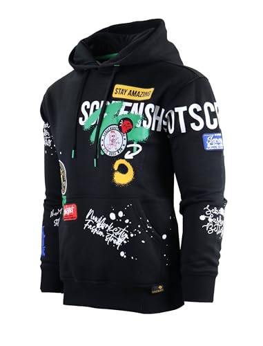 SCREENSHOT-H11453 Mens Upgraded Premium Streetwear Fleece Hoodie - Stay Amazing Urban Graffiti Embroidery Patch Pullover Sweatshirt-Black-Xlarge