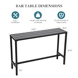 Sumshadow Outdoor Bar Table, Patio Console Pub Height Table with Powder Coated Steel Frame, Weather Resistant Waterproof Top for Hot Tub, Balcony, Garden, Yard, Poolside