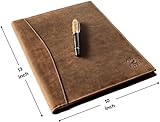 Leather Business Portfolio by Rustic Town | A4 Conference Folder Gift for Men & Women | Handmade Durable Leather Padfolio 3 + 1 Sleeves for Documents and Notepad