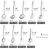 304 Stainless Steel Kitchen Utensil Set - 9 PCS Serving Utensils, Cooking Utensil, Solid Spoon, Slotted Spoon, Fork, Spatula, Ladle, Skimmer Spoon, Slotted Spatula Tunner, Spaghetti Spoon, Large Spoon