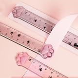 4PCS Pink Cats Claw Straight Rulers，Cute Cartoon Cats Claw Ruler，Measuring Ruler Plastic Scale Rulers Cute Rulers，Portable Stationery Ruler，School Supplies Drafting Tool and Kit，Plastic Measuring Tool