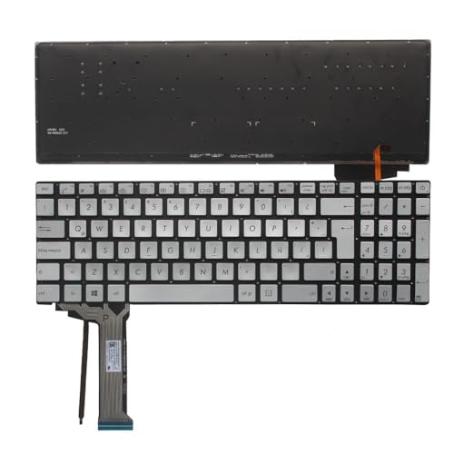 Glintique OEM Latin Backlit Laptop Keyboard Compatible with as-us GL552 GL552J GL552JX GL552V GL552VL GL552VW N551 N551J N551JB N551JK N551JM N551JQ - Silver Accessories