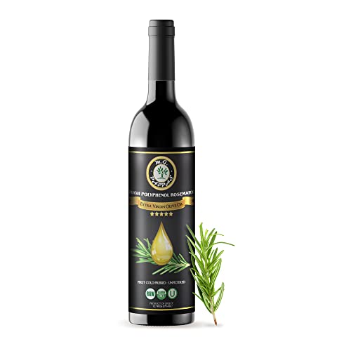 M.G. PAPPAS Rosemary Infused Olive Oil - High Polyphenol Rich Extra Virgin Olive Oil Unfiltered - Polyphenol Lab Report 650mg/kg - Cold Pressed Greek EVOO Award Winning - Rosemary Oil Cooking 12.7 Oz