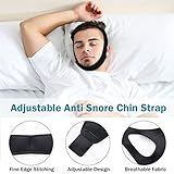 Chin Strap for Sleeping, Chin Strap for Snoring, Adjustable and Breathable Anti Snoring Devices, Anti Snoring Chin Strap for Men and Women to Stop Snoring, Black