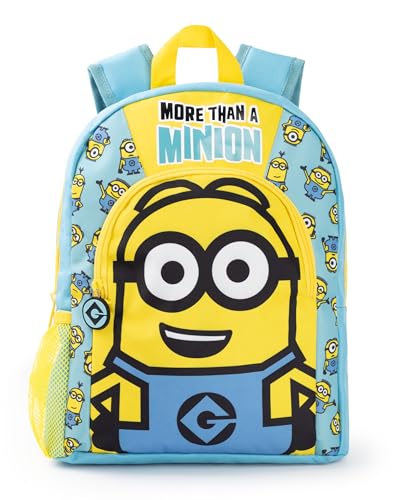 Minions Boys Backpack Dave Blue & Yellow Rucksack with Adjustable Straps All Over Print School Bag For Kids Movie Gift