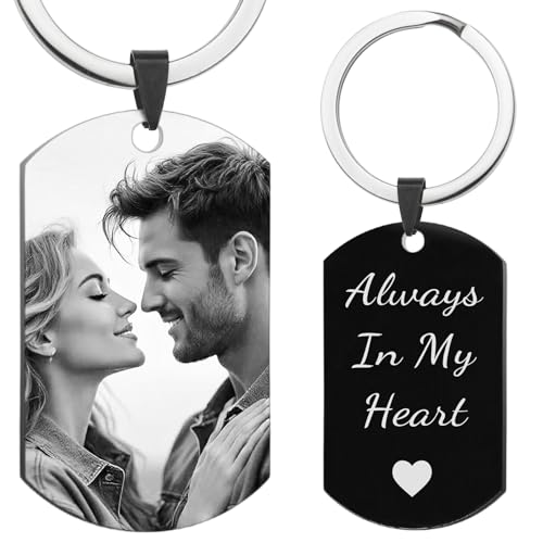Queenberry Custom Keychain with Picture Personalized Photo Keychain Gift for Wedding Gift for Groom Dad Men Husband Boyfriend