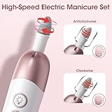 7d24hcare Cordless Electric Nail File Set, Portable Electric Nail Drill Machine,Professional Manicure Pedicure Kit, 5 Speeds Hand Foot Care Tool for Calluses, Thick Nails, Grind, Trim, Polish