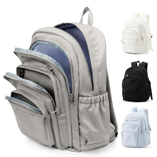 weradar School Backpack For Women Men, Lightweight Casual Daypack College Backpacks, Aesthetic Students Bookbag, Backpack With Lots Of Pockets,Cute High School Bag For Boys Girls(Gray Brown)