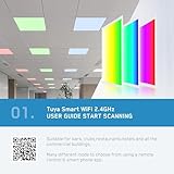 2x4 FT LED RGBW 5000K Multicolor Flat Panel Light Remote & App Controlled 60W 6600lm Color Changing LED Panel Light Smart Wi-Fi Drop Ceiling Light with Alexa/Google Assistant (4 Pack)