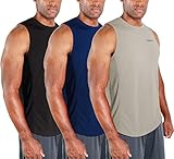 DEVOPS 3 Pack Men's Muscle Shirts Sleeveless Dry Fit Gym Workout Tank Top (X-Large, Black/Navy/Gray)