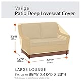 VAILGE Heavy Duty Deep Patio Sofa Cover,100% Waterproof Outdoor Sofa Cover, Large Lawn Patio Furniture Covers with Air Vent, Large (Deep), Beige & Brown