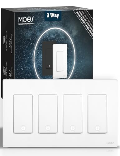 MOES Zigbee 3 Way Light Switch, 4 Gang Smart Wall Switches Single Pole, Require Neutral Wire, Support Remote Control, Compatible with Alexa/Google Assistant